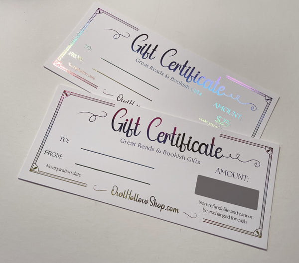 Gift Certificate—White with Rainbow Foil