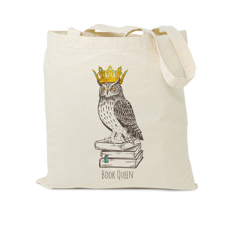 Book Queen Owl Canvas Tote Bag